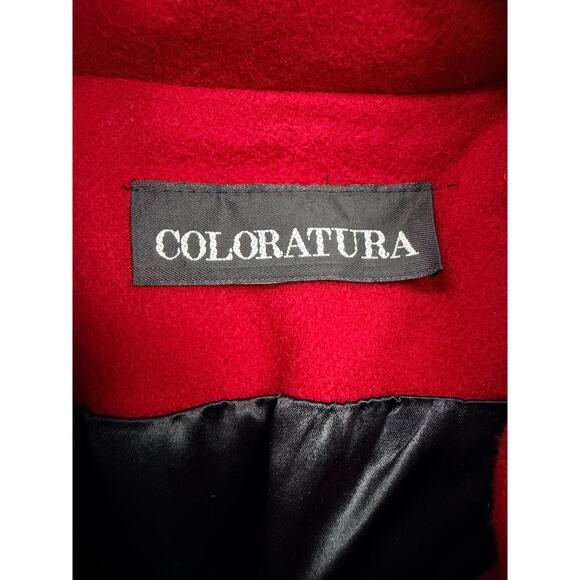 VTG Coloratura Red Wool Patchwork Maxi Coat Artsy Boho Avant Garde 80s 90s M - Picture 9 of 10